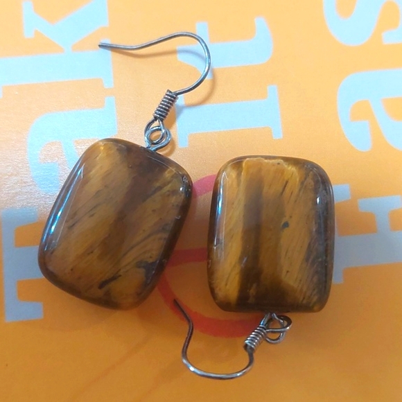 TigersEyes Genuine Stone Earrings. Great Condition - Picture 2 of 5